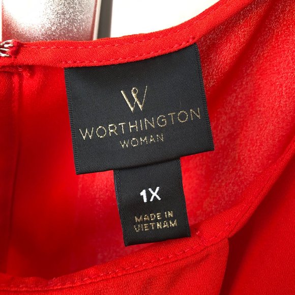 Worthington Sheer Red Tank Top - Picture 3 of 4